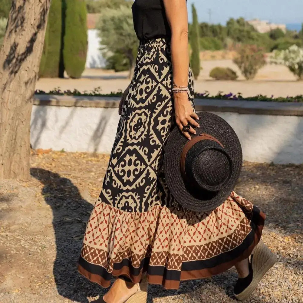 Eco Boho Chic High Waist Colorful Summer Maxi Skirt For Free Spirited Women