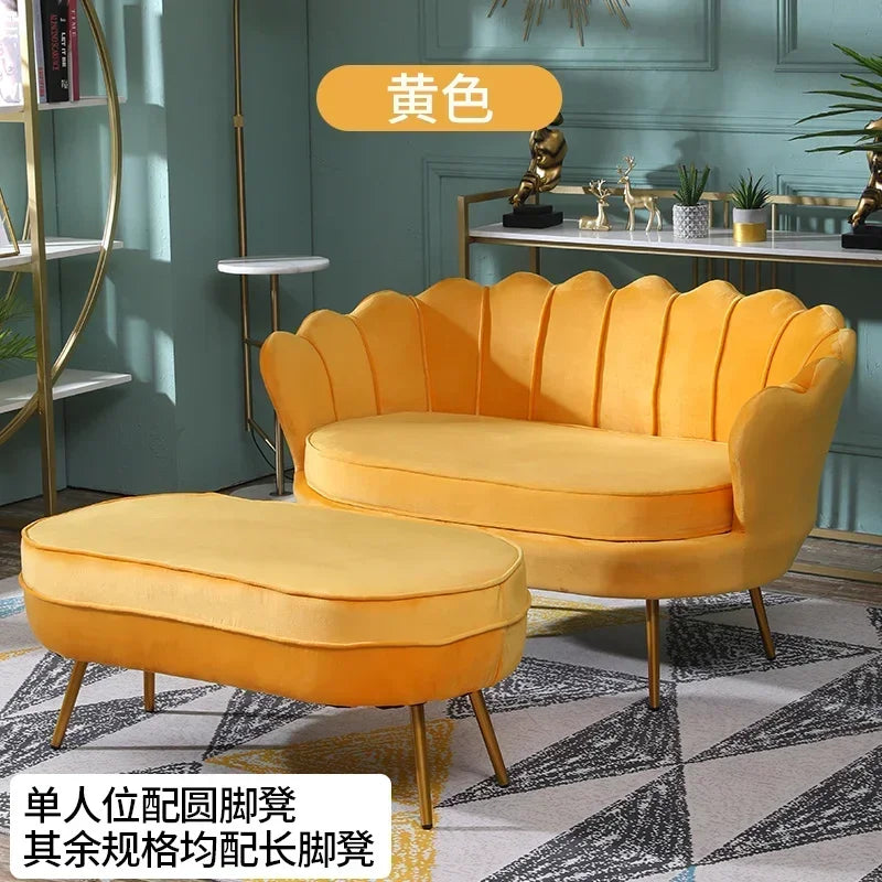 Nordic Flannel Single Sofa Chair - Light Luxury Living Room Furniture for Home or Beauty Salon, Custom Upholstered Modern Accent Chair