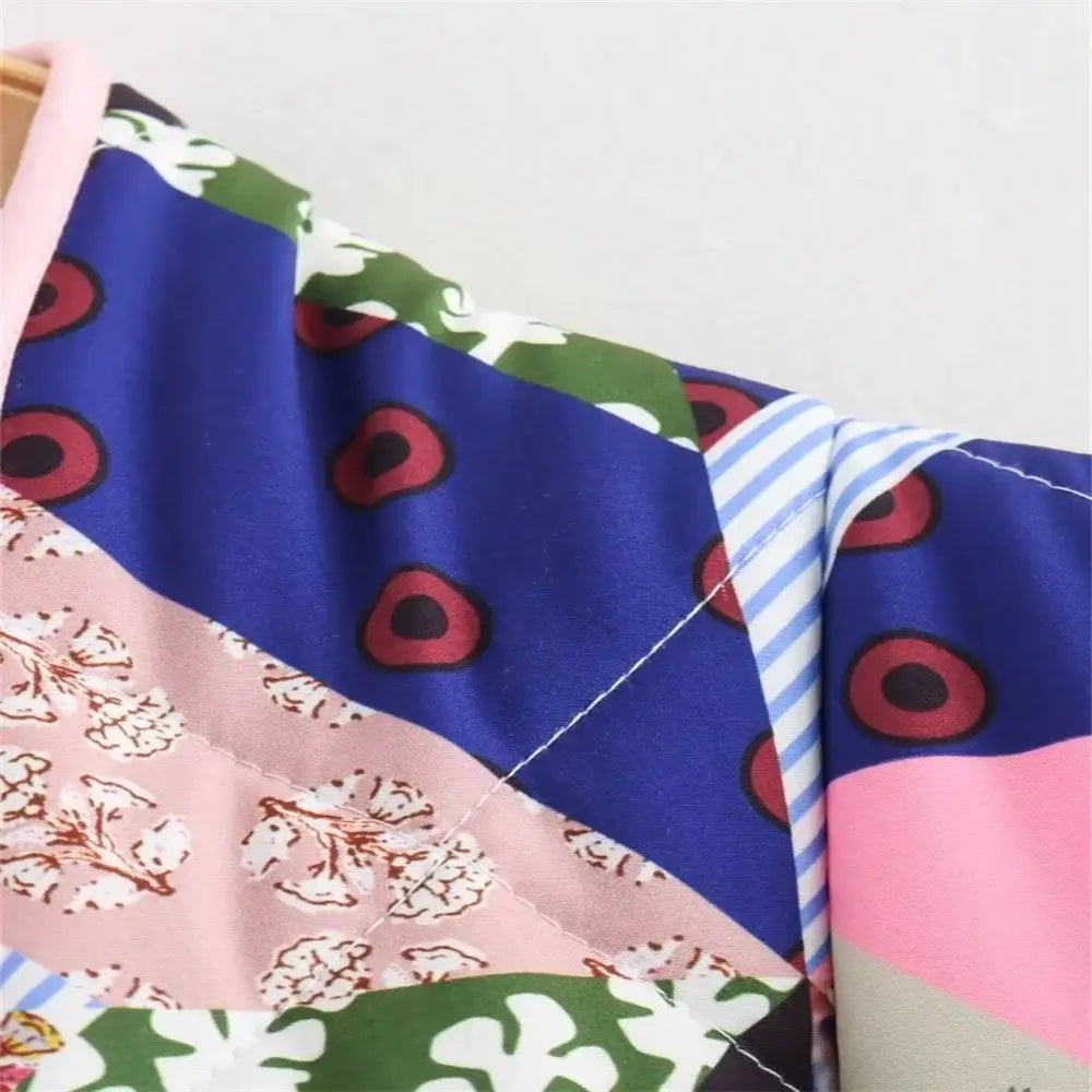 2024 autumn and winter new women’s clothing retro print loose casual versatile long sleeved pocket decoration cotton