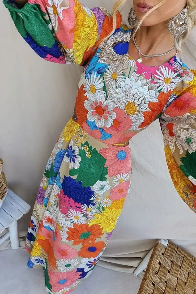 EcoBoho Serenity Dress Vibrant Autumn Dopamine Delight