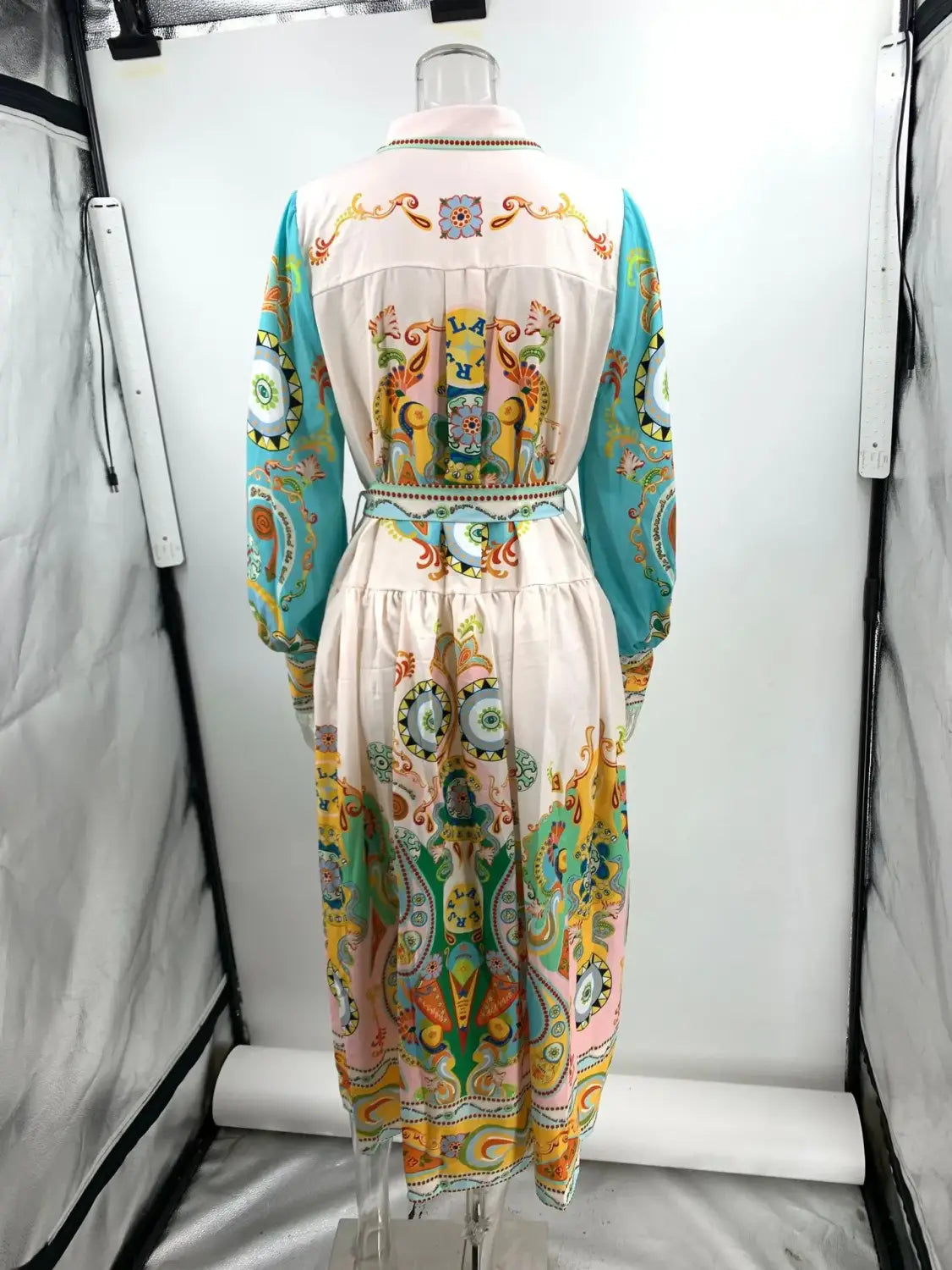 Long Dresses 2024 New Printed Fashion Sleeve Puff Sleeve Lace-up Large Swing Dress Elegant Party Dress