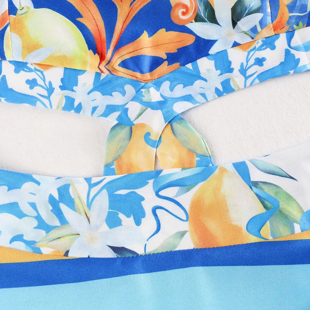 New Bohemian Sexy Printed Women Dresses Halter Sleeveless Backless Naked Waist Long Dress Fashion Summer Beach Holiday