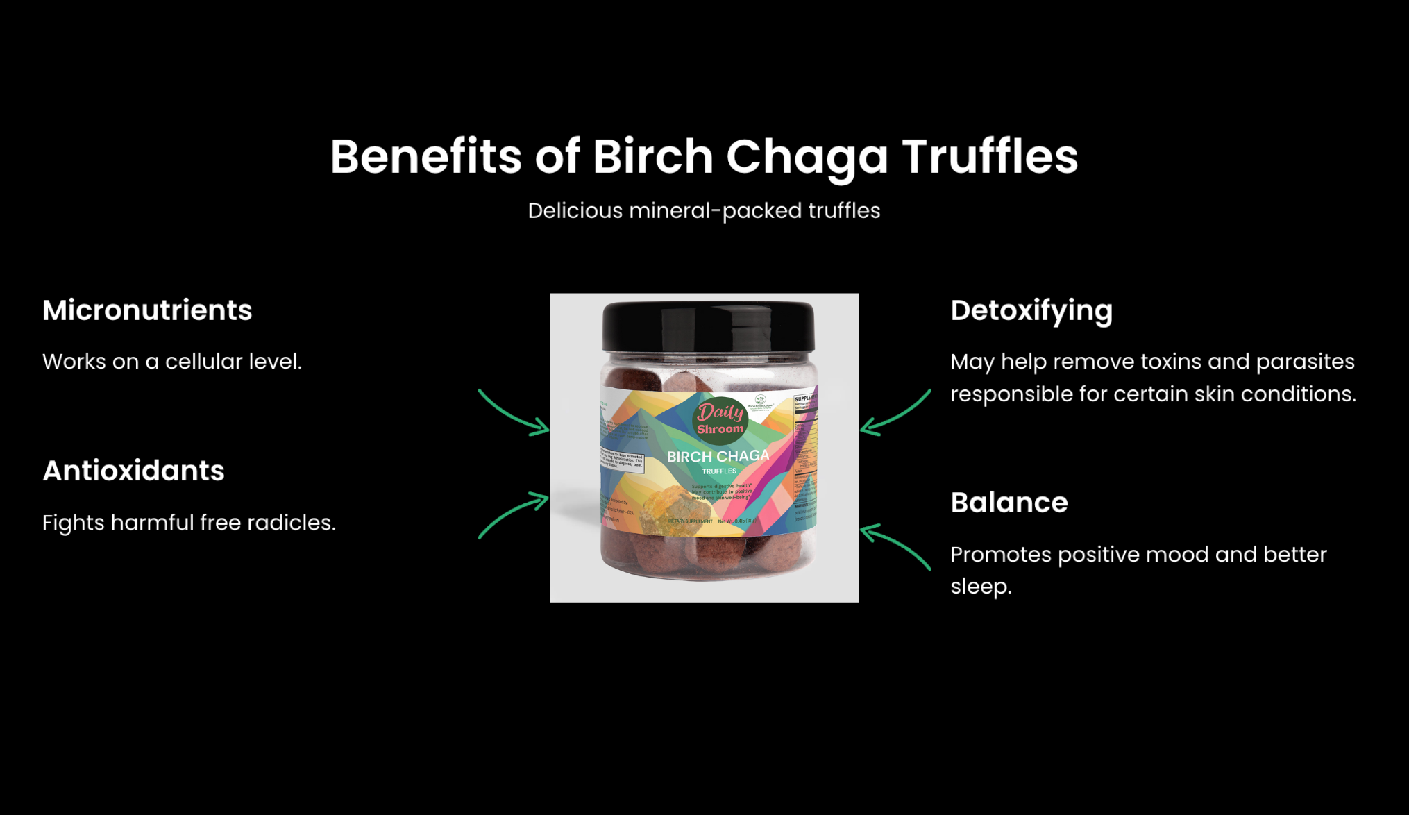 Daily Shroom Birch Chaga Truffles – Premium Digestive & Immune Support Supplement – Natural Adaptogen for Gut Health, Antioxidants & Energy Boost – Vegan, Non-GMO Superfood Blend | Boho Eco Boutique