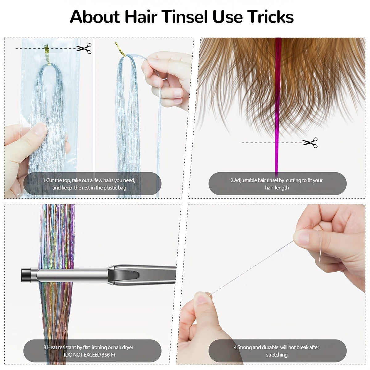 A Set of 5pcs 42-inch Golden Silvery Wire Hair Shiny Sequins Tassels- Heat-Resistant Synthetic Fiber for Christmas &