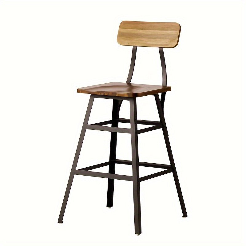 customized - Bar Stools, Set of 2 PU Upholstered Breakfast Stools, 29.7 Inches Barstools with Back and Footrest, Simple Assembly, for Dining Room Kitchen Counter Bar, Rustic Brown - Boho Eco Boutique™ - customized - Boho Eco Boutique™ - Natural Color - 