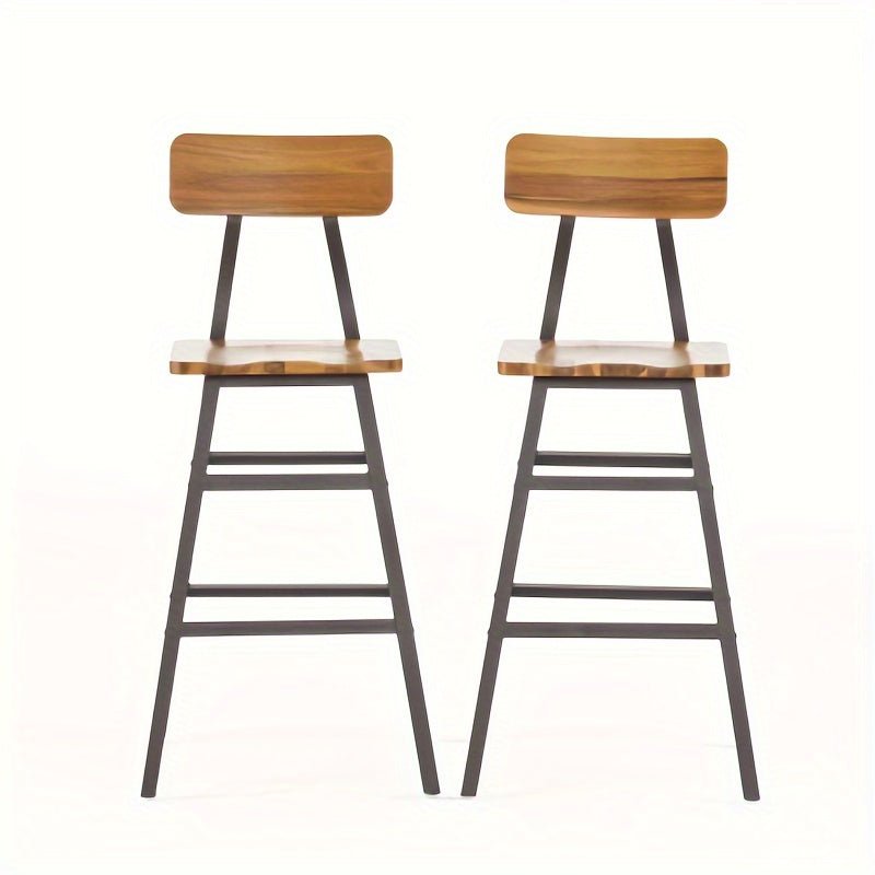 customized - Bar Stools, Set of 2 PU Upholstered Breakfast Stools, 29.7 Inches Barstools with Back and Footrest, Simple Assembly, for Dining Room Kitchen Counter Bar, Rustic Brown - Boho Eco Boutique™ - customized - Boho Eco Boutique™ - Natural Color - 