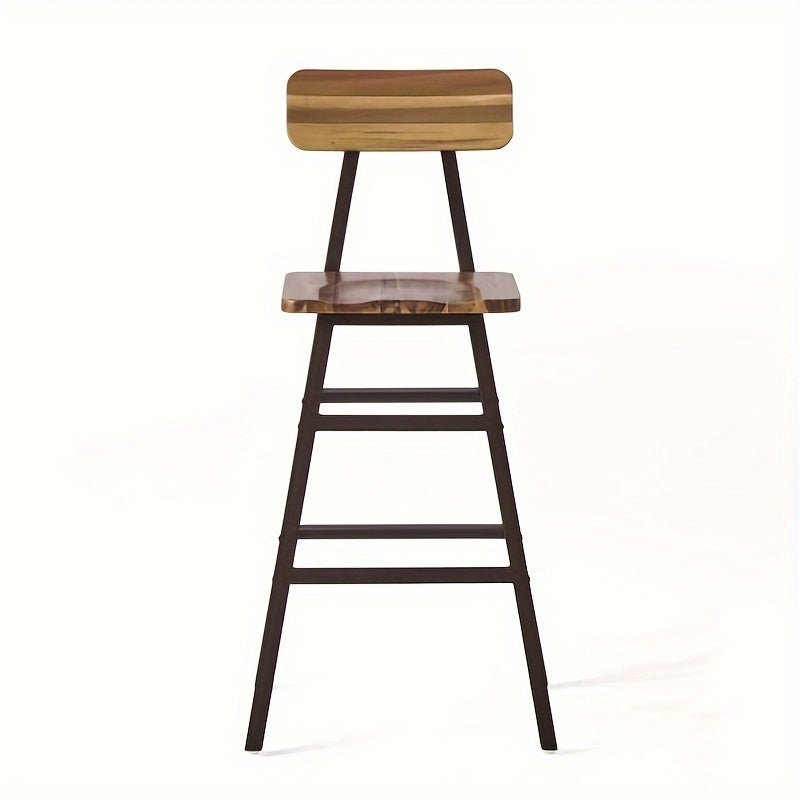 customized - Bar Stools, Set of 2 PU Upholstered Breakfast Stools, 29.7 Inches Barstools with Back and Footrest, Simple Assembly, for Dining Room Kitchen Counter Bar, Rustic Brown - Boho Eco Boutique™ - customized - Boho Eco Boutique™ - Natural Color - 
