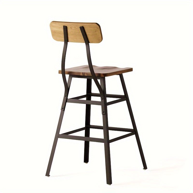 customized - Bar Stools, Set of 2 PU Upholstered Breakfast Stools, 29.7 Inches Barstools with Back and Footrest, Simple Assembly, for Dining Room Kitchen Counter Bar, Rustic Brown - Boho Eco Boutique™ - customized - Boho Eco Boutique™ - Natural Color - 