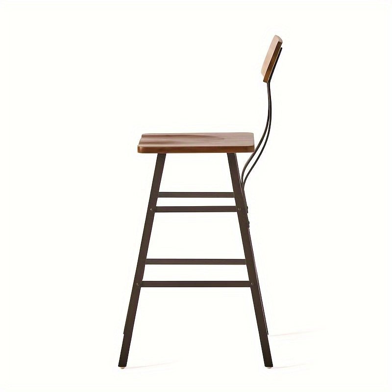 customized - Bar Stools, Set of 2 PU Upholstered Breakfast Stools, 29.7 Inches Barstools with Back and Footrest, Simple Assembly, for Dining Room Kitchen Counter Bar, Rustic Brown - Boho Eco Boutique™ - customized - Boho Eco Boutique™ - Natural Color - 