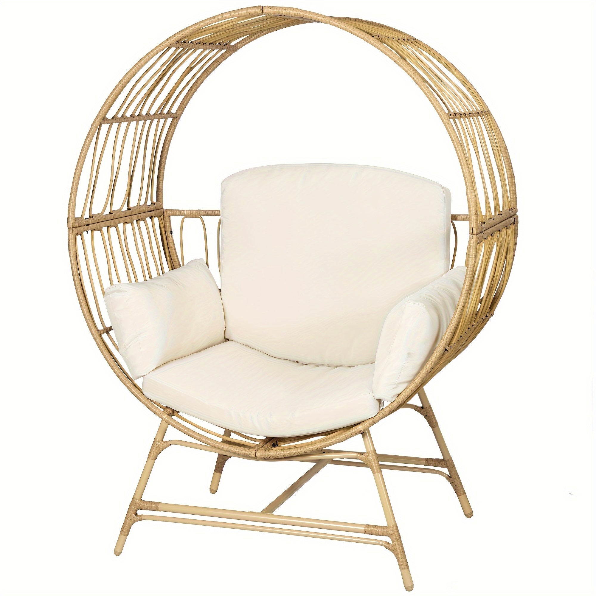 Bifanuo Egg Chair With Ottoman Outdoor Egg Dining Chair With Cushion Rattan Chair Wicker Chair PE For Patio Garden