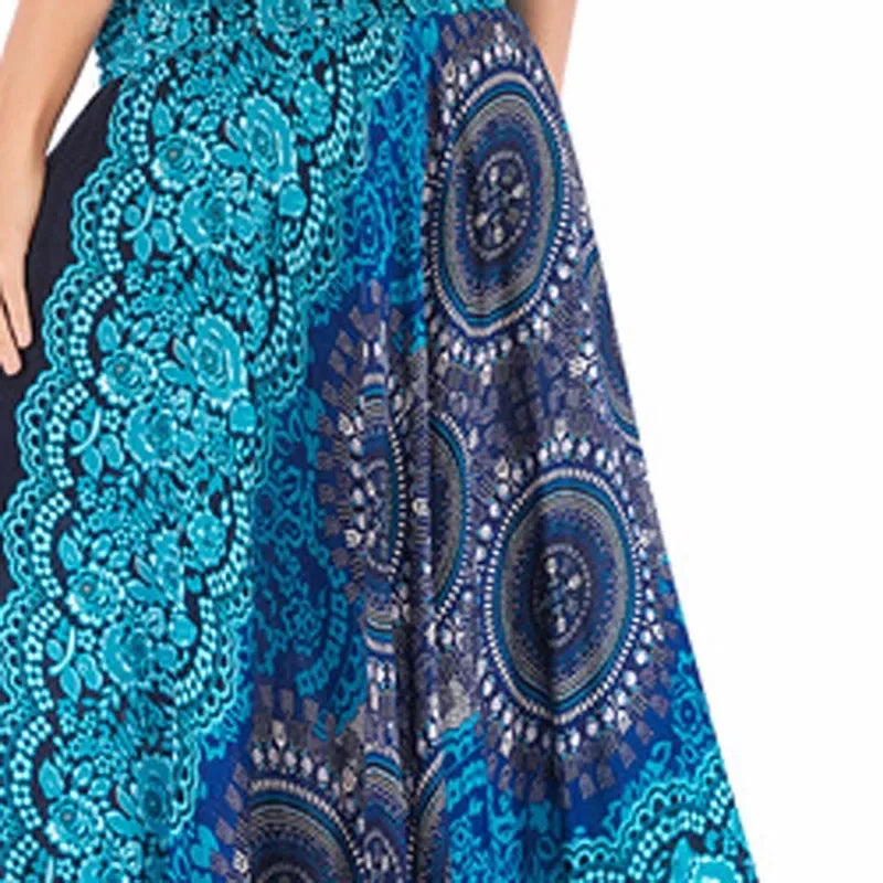 Bohemian Floral Maxi Skirt Dress – Elastic Waist Flowy & Chic Boho Fashion - Midi Skirt