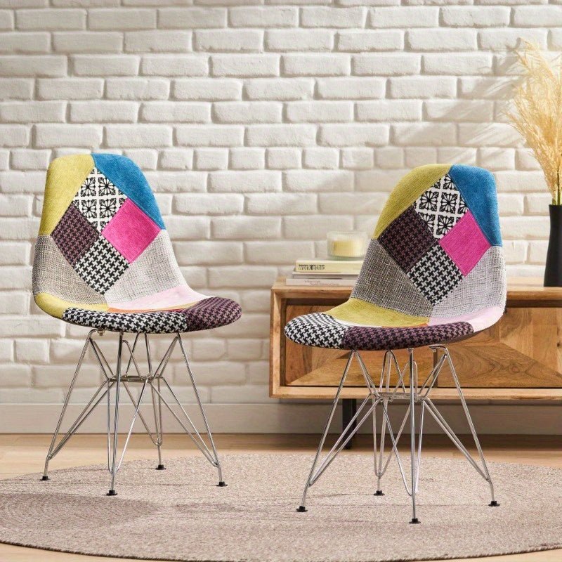 customized - Boho Eco Boutique Patchwork Accent Chairs Bohemian Style and Chromed Legs Vibrant Colors - Boho Eco Boutique™ - customized - Boho Eco Boutique™ - Variant1 - 