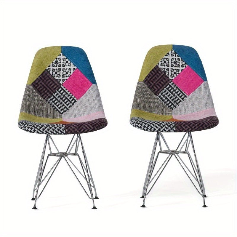 customized - Boho Eco Boutique Patchwork Accent Chairs Bohemian Style and Chromed Legs Vibrant Colors - Boho Eco Boutique™ - customized - Boho Eco Boutique™ - Variant1 - 