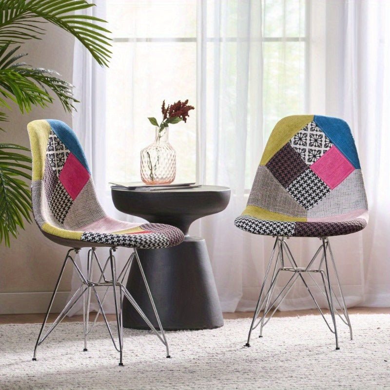 customized - Boho Eco Boutique Patchwork Accent Chairs Bohemian Style and Chromed Legs Vibrant Colors - Boho Eco Boutique™ - customized - Boho Eco Boutique™ - Variant1 - 