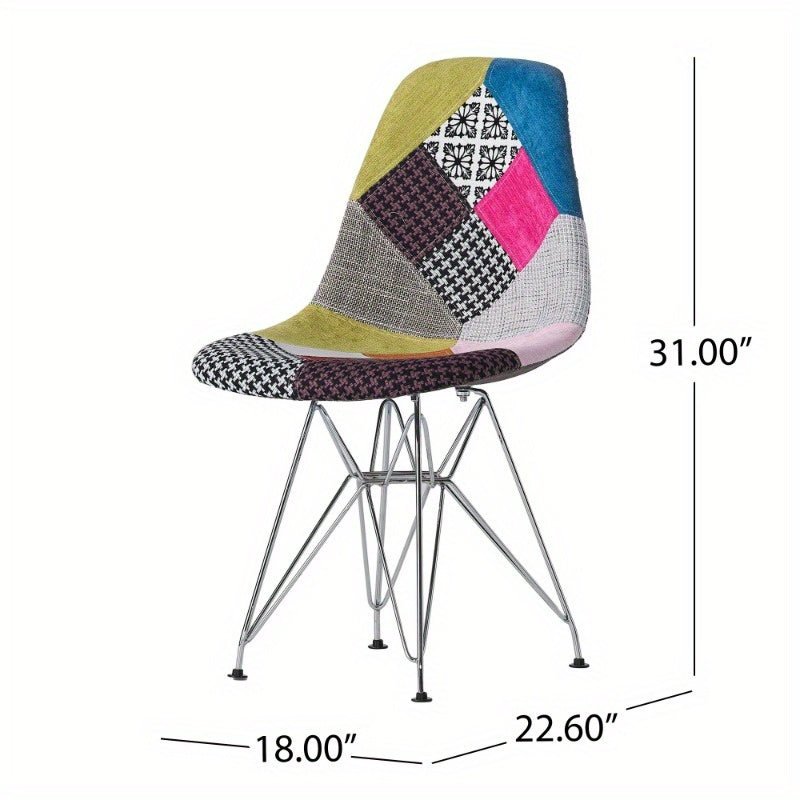 customized - Boho Eco Boutique Patchwork Accent Chairs Bohemian Style and Chromed Legs Vibrant Colors - Boho Eco Boutique™ - customized - Boho Eco Boutique™ - Variant1 - 