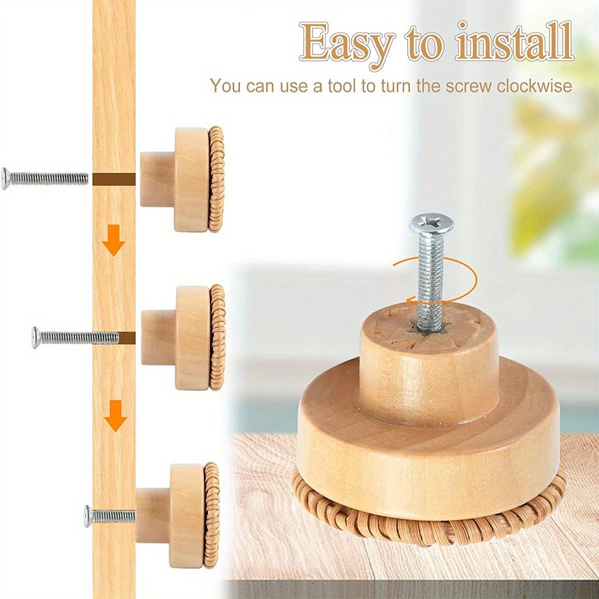 decor - Boho Eco Chic 6pcs Rattan Drawer Knobs Rustic and Vintage Charm - Boho Eco Boutique™ - decor - Boho Eco Boutique™ - 6pcs - 