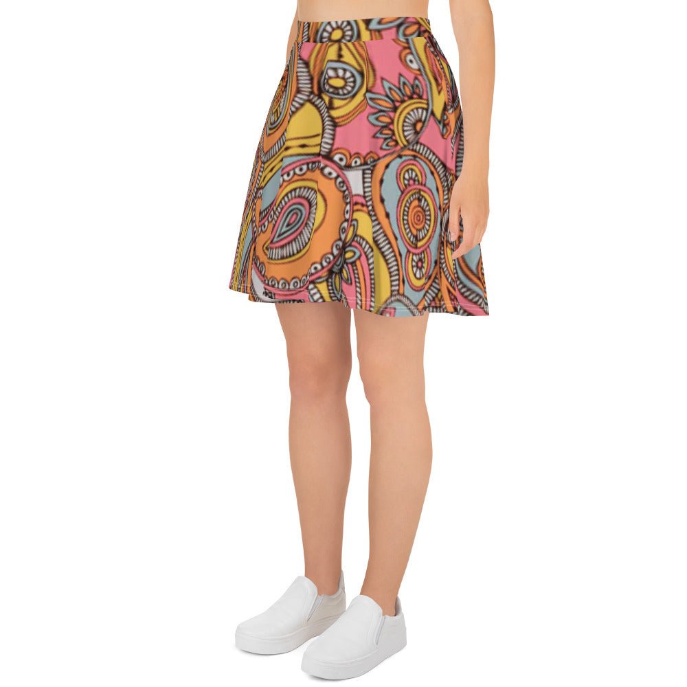 All Over Prints - Boho Eco Paisley Pink and Orange Flowy Skirt - Boho Eco Boutique™ - Boho Eco Boutique™ - XS - 