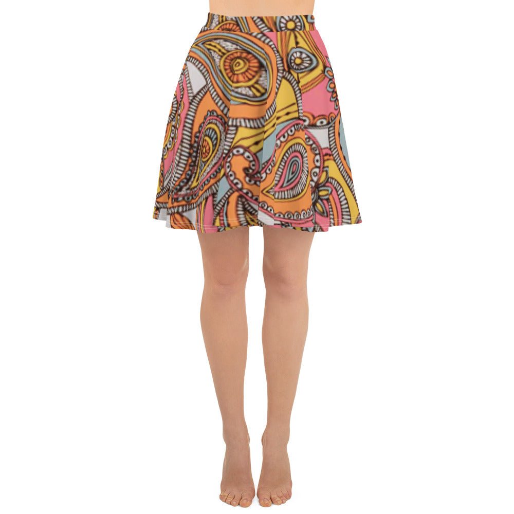 All Over Prints - Boho Eco Paisley Pink and Orange Flowy Skirt - Boho Eco Boutique™ - Boho Eco Boutique™ - XS - 
