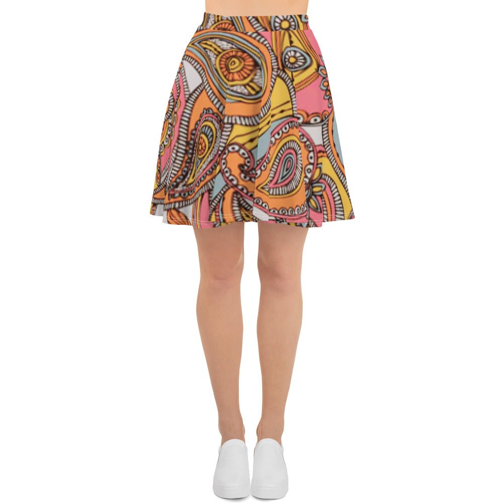 All Over Prints - Boho Eco Paisley Pink and Orange Flowy Skirt - Boho Eco Boutique™ - Boho Eco Boutique™ - XS - 