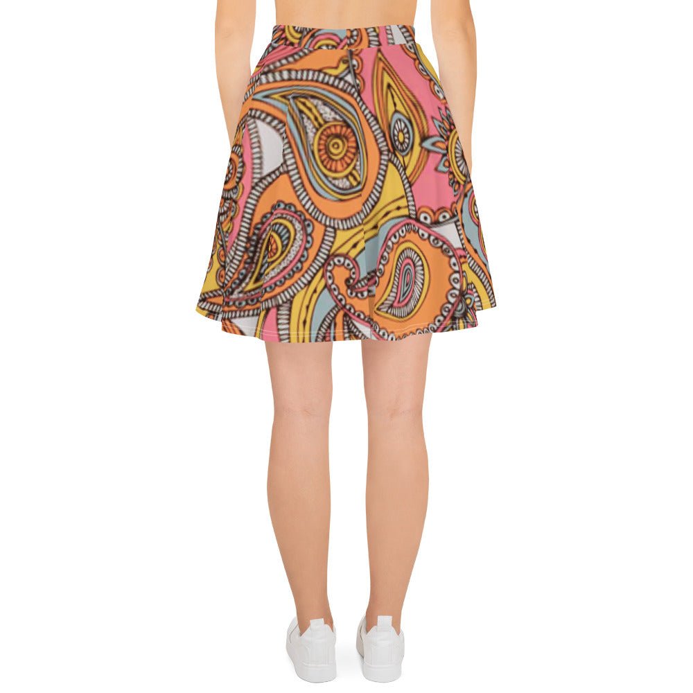 All Over Prints - Boho Eco Paisley Pink and Orange Flowy Skirt - Boho Eco Boutique™ - Boho Eco Boutique™ - XS - 