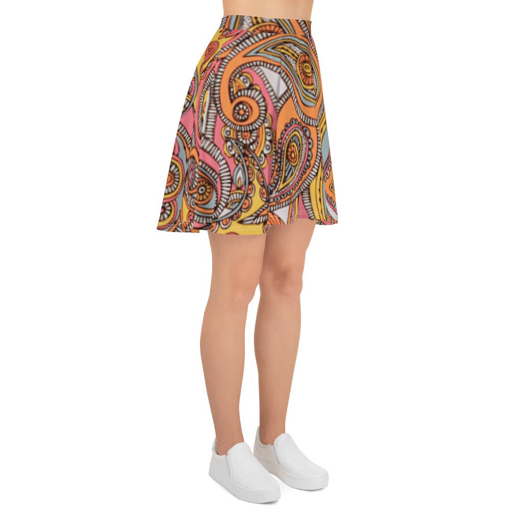 All Over Prints - Boho Eco Paisley Pink and Orange Flowy Skirt - Boho Eco Boutique™ - Boho Eco Boutique™ - XS - 