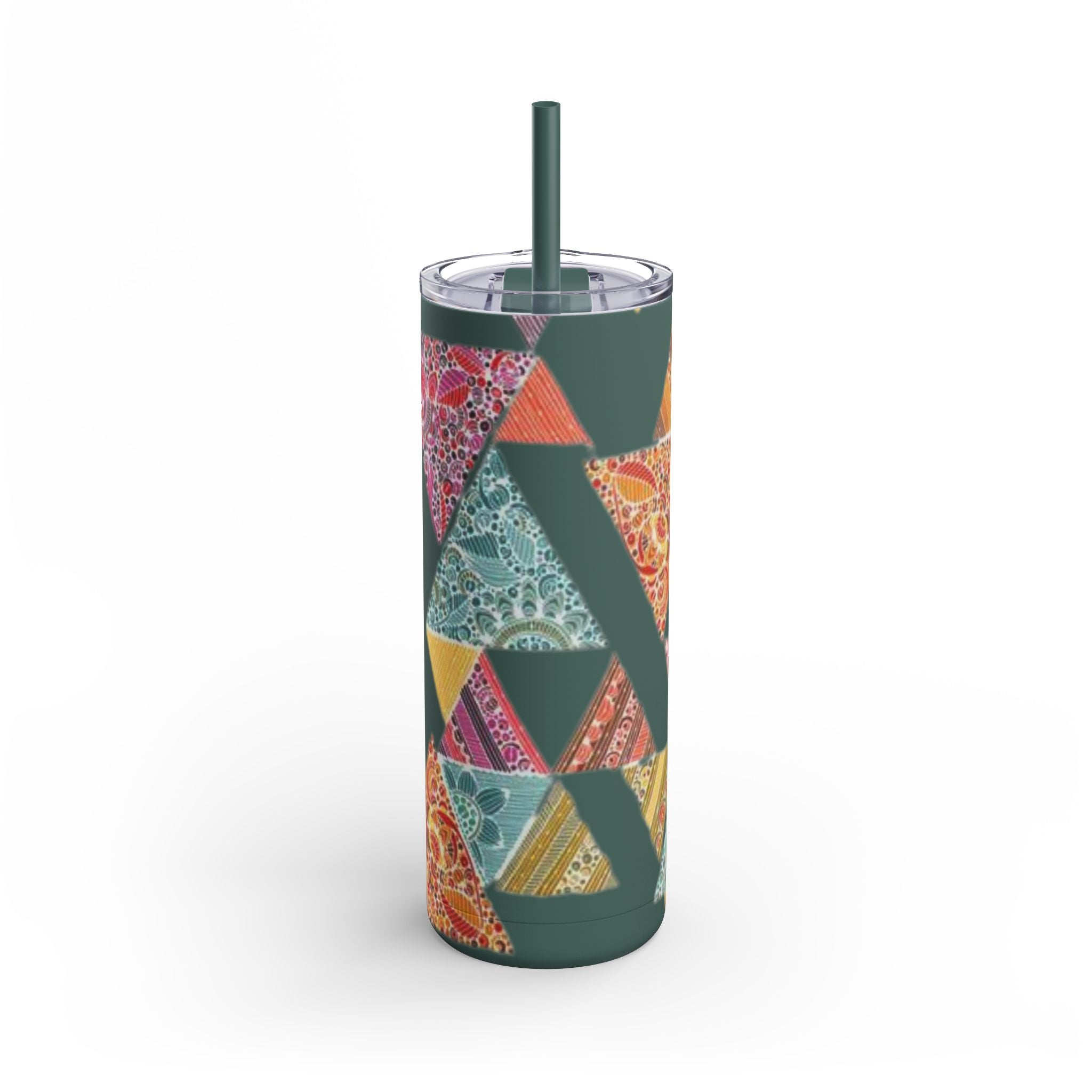 Mug - Boho Eco Skinny Matte Tumbler 20oz | Bohemian Triangles Design | Insulated Stainless Steel Travel Mug | Reusable Eco - Friendly Drinkware - Boho Eco Boutique™ - Boho Eco Skinny Matte Tumbler 20oz | Bohemian Triangles Design | Insulated Stainless Steel Travel Mug | Reusable Eco - Friendly Drinkware - Deep Teal - 20oz - Matte