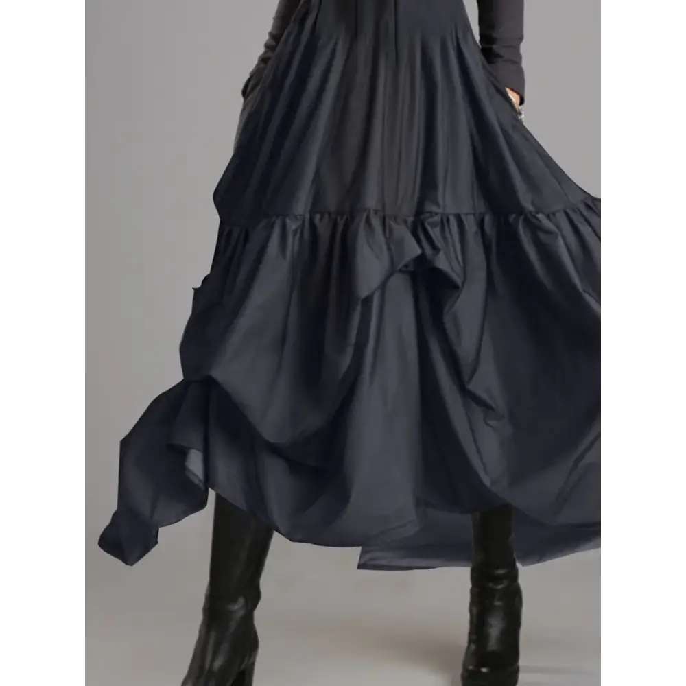 Boho Vintage Inspired Loose Surplice Neck Ruffle Hem Flared Dress Perfect for Winter Parties Casual Wear - customized