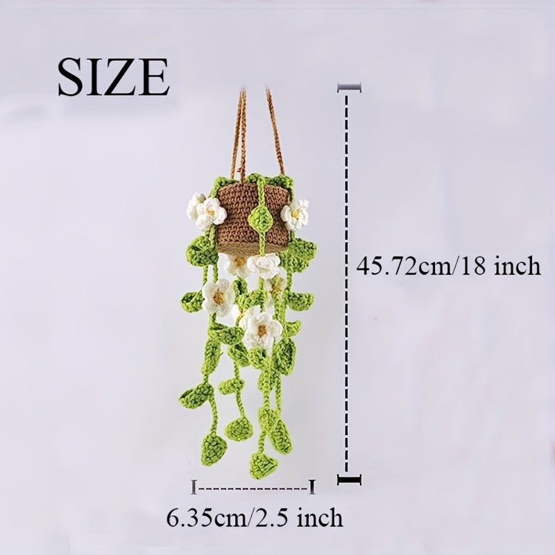 customized - Center Console Accessories, Cute Woven Plants Crochet Rear View Mirror Accessories, Handmade Car Mirror Hanging Ornament, Best Gifts For Drivers - Boho Eco Boutique™ - customized - Boho Eco Boutique™ - White Flower - 