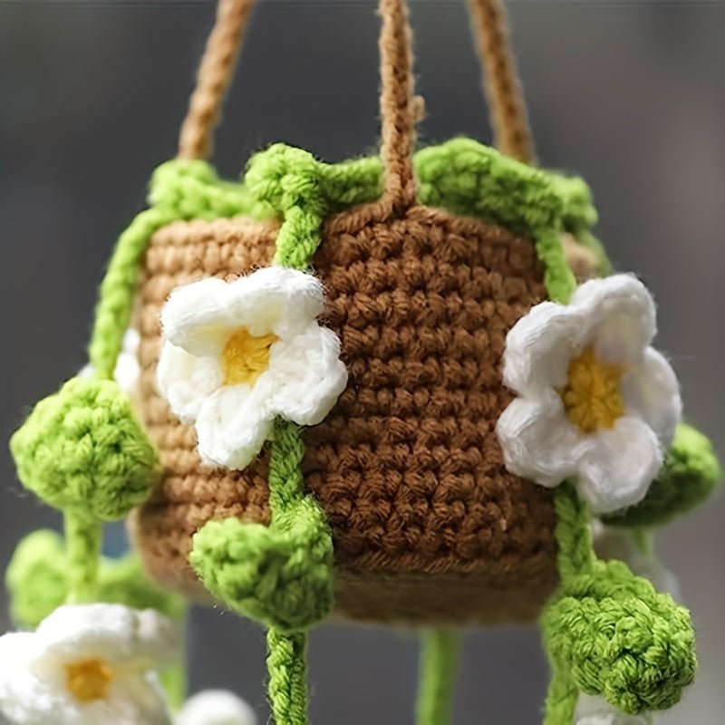 customized - Center Console Accessories, Cute Woven Plants Crochet Rear View Mirror Accessories, Handmade Car Mirror Hanging Ornament, Best Gifts For Drivers - Boho Eco Boutique™ - customized - Boho Eco Boutique™ - White Flower - 