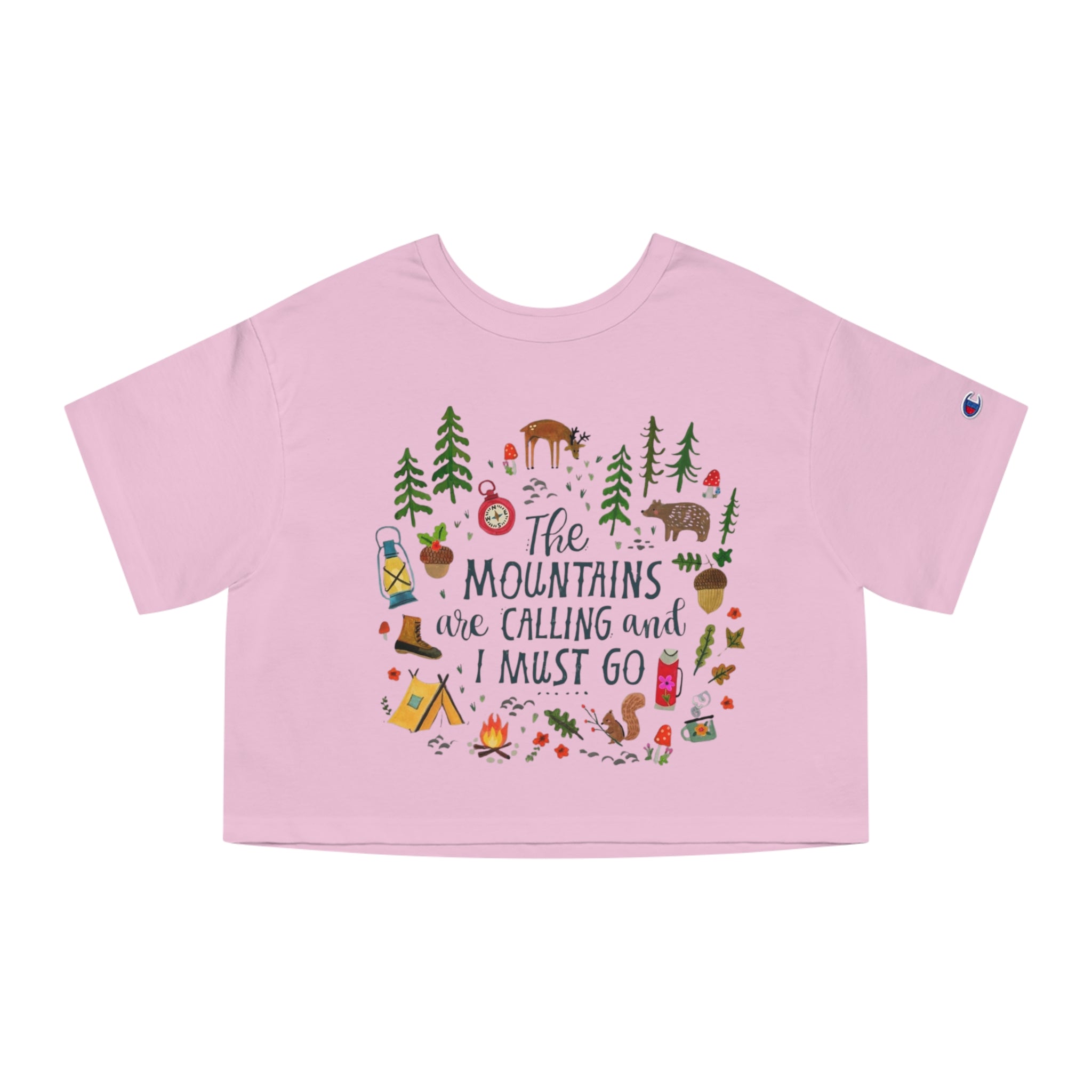 T-Shirt - Champion Women's Heritage Cropped Boho Eco T-Shirt For Camping - Boho Eco Boutique™ - T-Shirt - Boho Eco Boutique™ - Pink Candy - XS - 