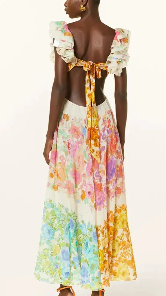 dress - Chic Colorful Floral Print Maxi Dress - Boho Eco Boutique™ - dress - Boho Eco Boutique™ - Extra Large - 