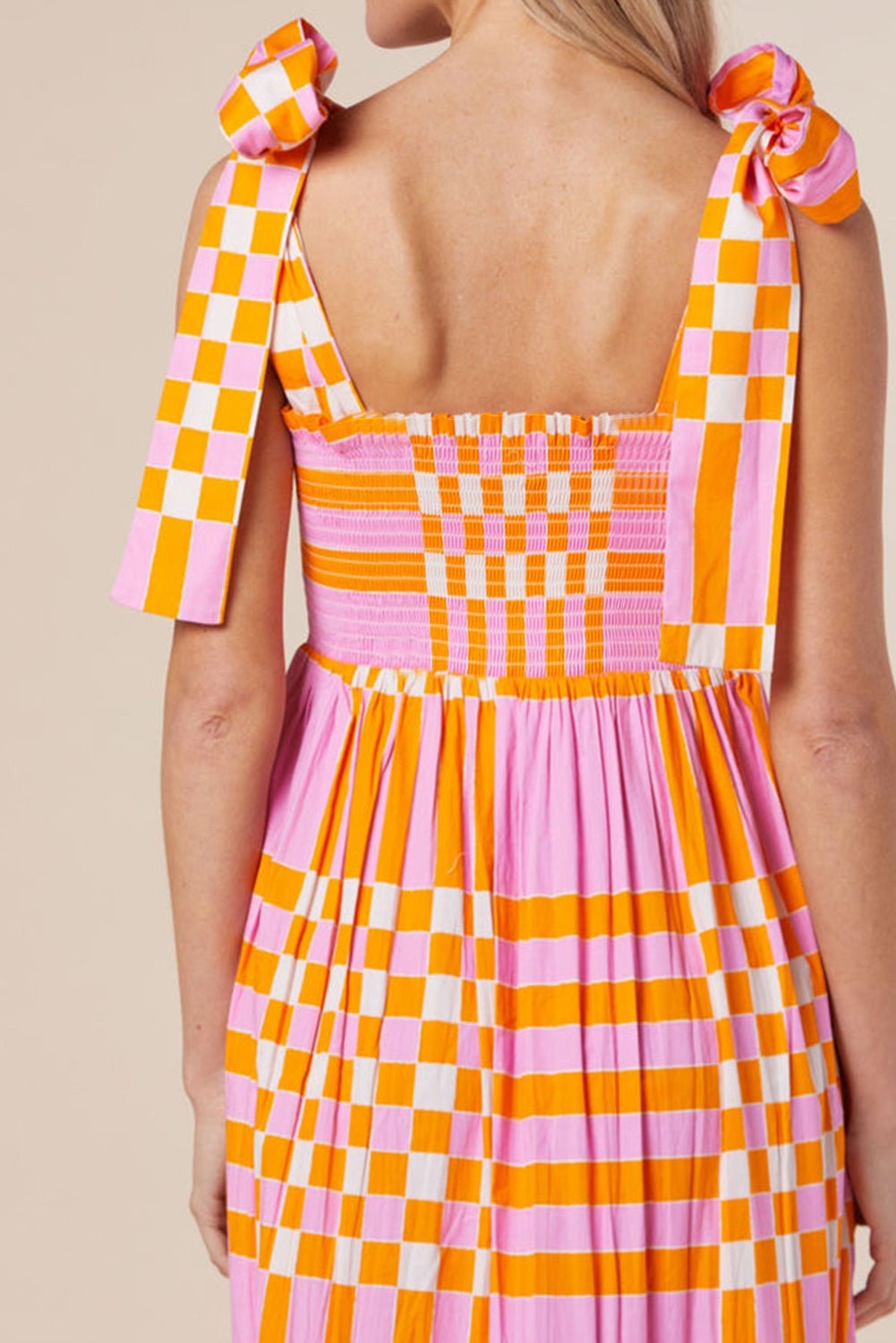 Dress - Color Block Tie Shoulder Smocked Dress - Boho Chic, Flowy & Stylish - Boho Eco Boutique™ - Boho Eco Boutique™ - 100100539991660 - Pink - S - 