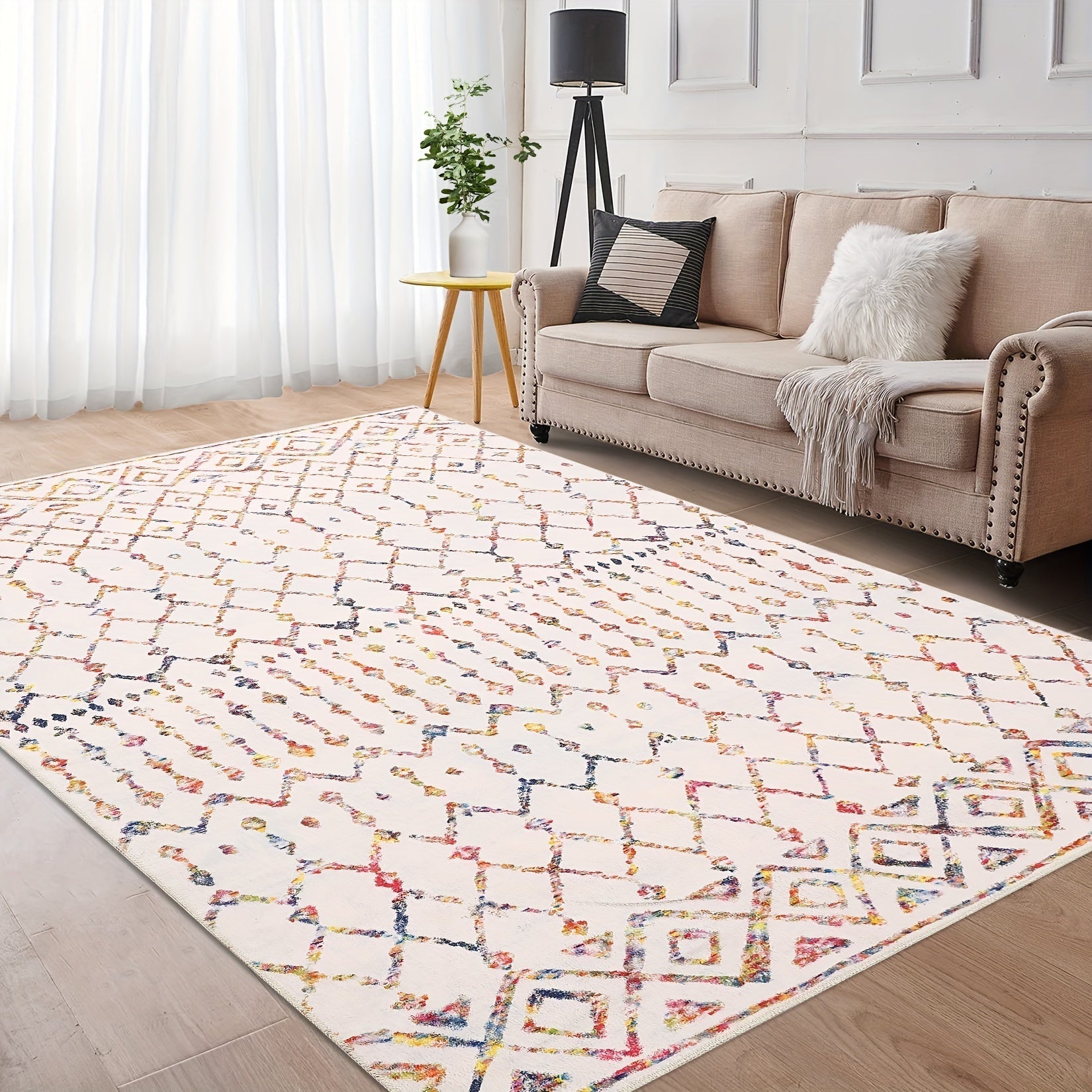 customized - Colorful Geometric Boho Moroccan Machine Washable Area Rug - Boho Eco Boutique™ - customized - Boho Eco Boutique™ - 24*72in/61*183cm - 