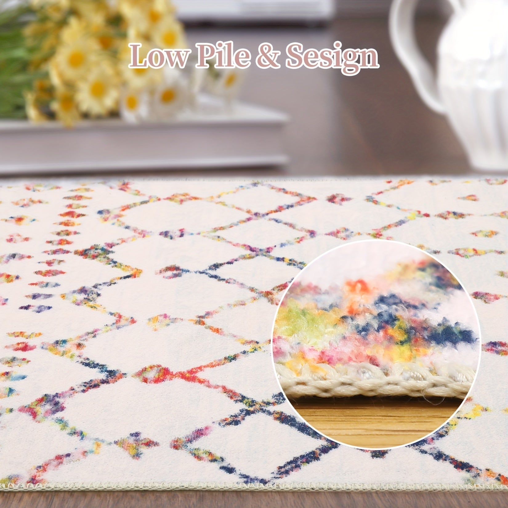 customized - Colorful Geometric Boho Moroccan Machine Washable Area Rug - Boho Eco Boutique™ - customized - Boho Eco Boutique™ - 96*120in/244*305cm - 
