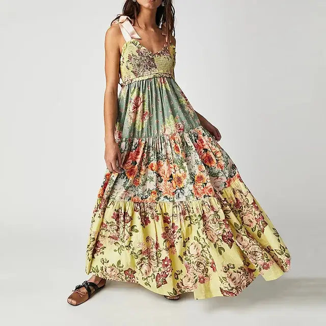 Eco-Friendly Elegance: Backless Lace-Up Maxi Dress – Holiday-Ready Sleeveless Summer Loungewear for Stylish Women - 01