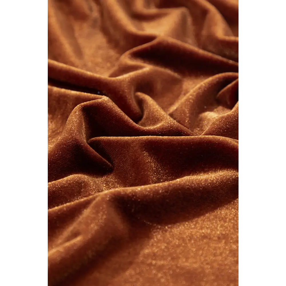 Elegant Chestnut Velvet Swing Dress with Frilled Neck and Gigot Sleeves - Perfect for Autumn Events and Holiday