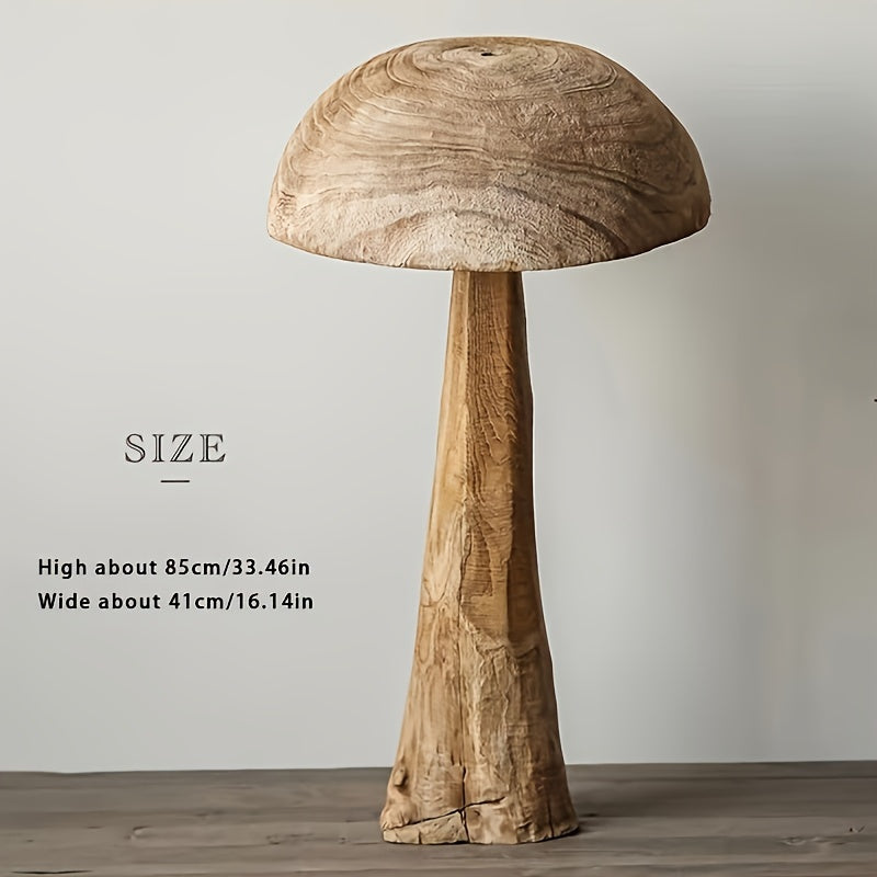 Hand-Carved Bohemian Wooden Mushroom – Large Charming Garden Accent Versatile Indoor/Outdoor Decor for Living Room &