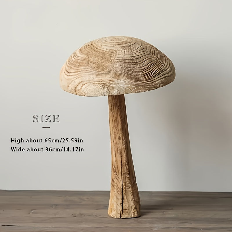 Hand-Carved Bohemian Wooden Mushroom – Large Charming Garden Accent Versatile Indoor/Outdoor Decor for Living Room &