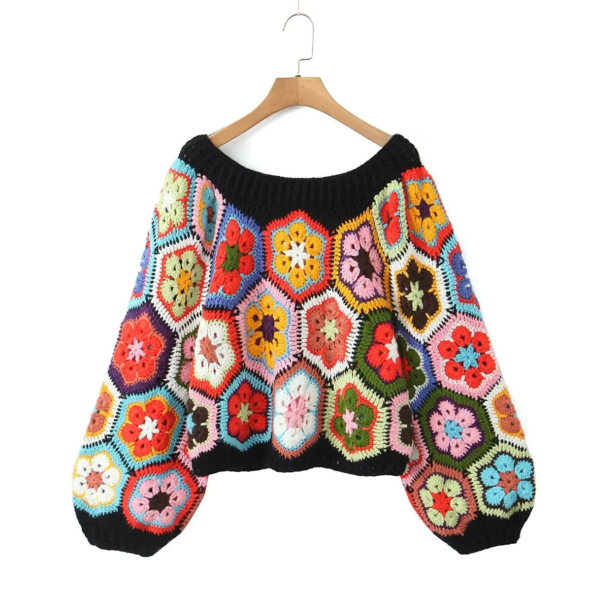 Handmade Pullover Sweater – Loose Casual Short Top for Women’s Unique Style - BLACK / One Size - Sweaters