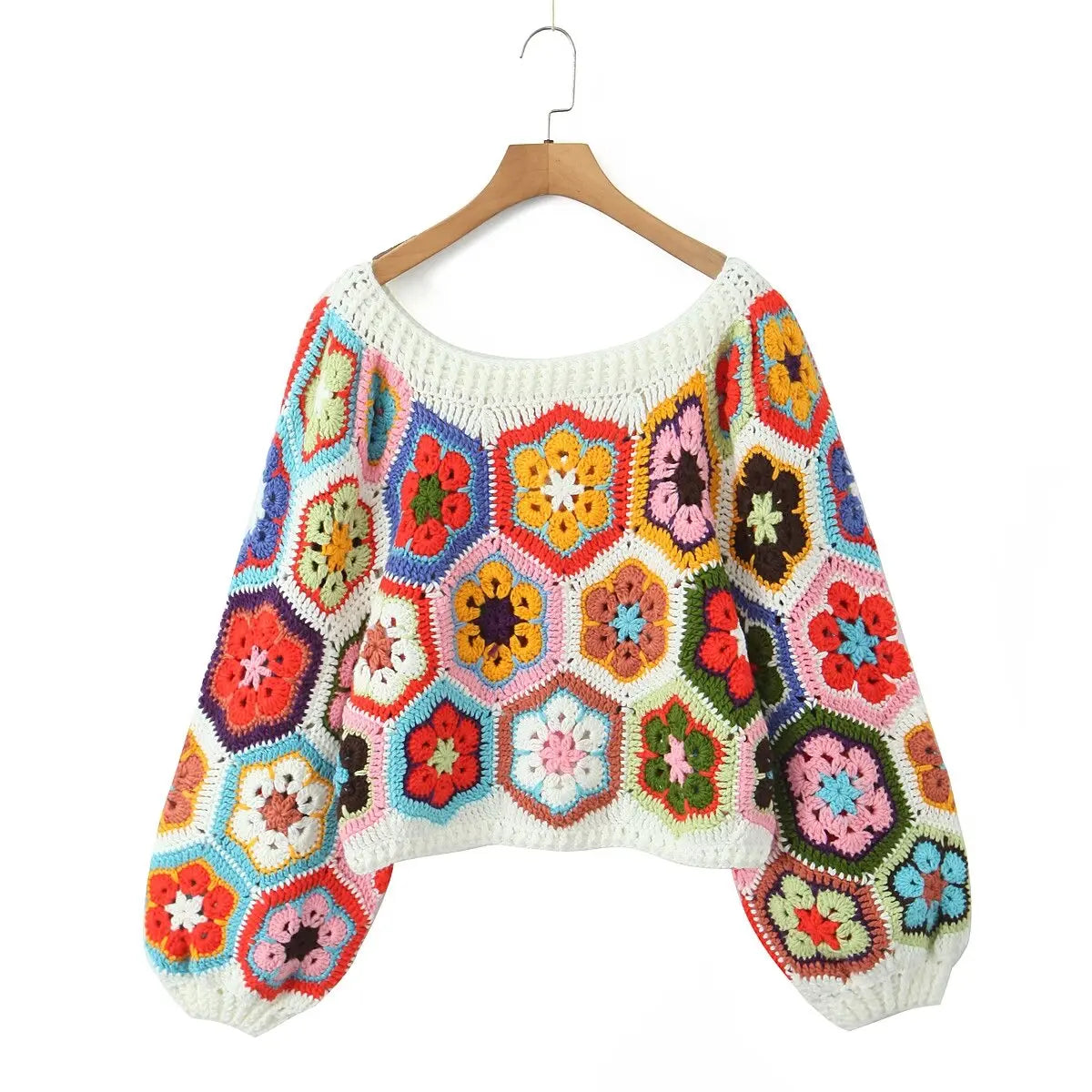 Handmade Pullover Sweater – Loose Casual Short Top for Women’s Unique Style - BEIGE / One Size - Sweaters