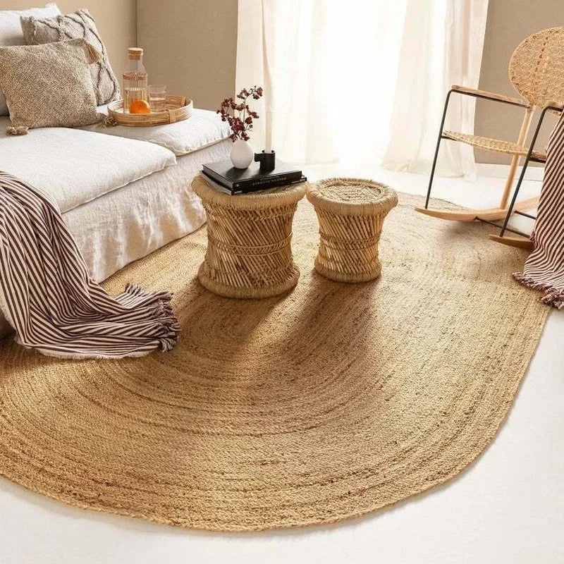 Handwoven Jute Reversible Area Rug – Natural Woven Oval Carpet for Home and Outdoor Use - 300X400CM / CHINA - Interior