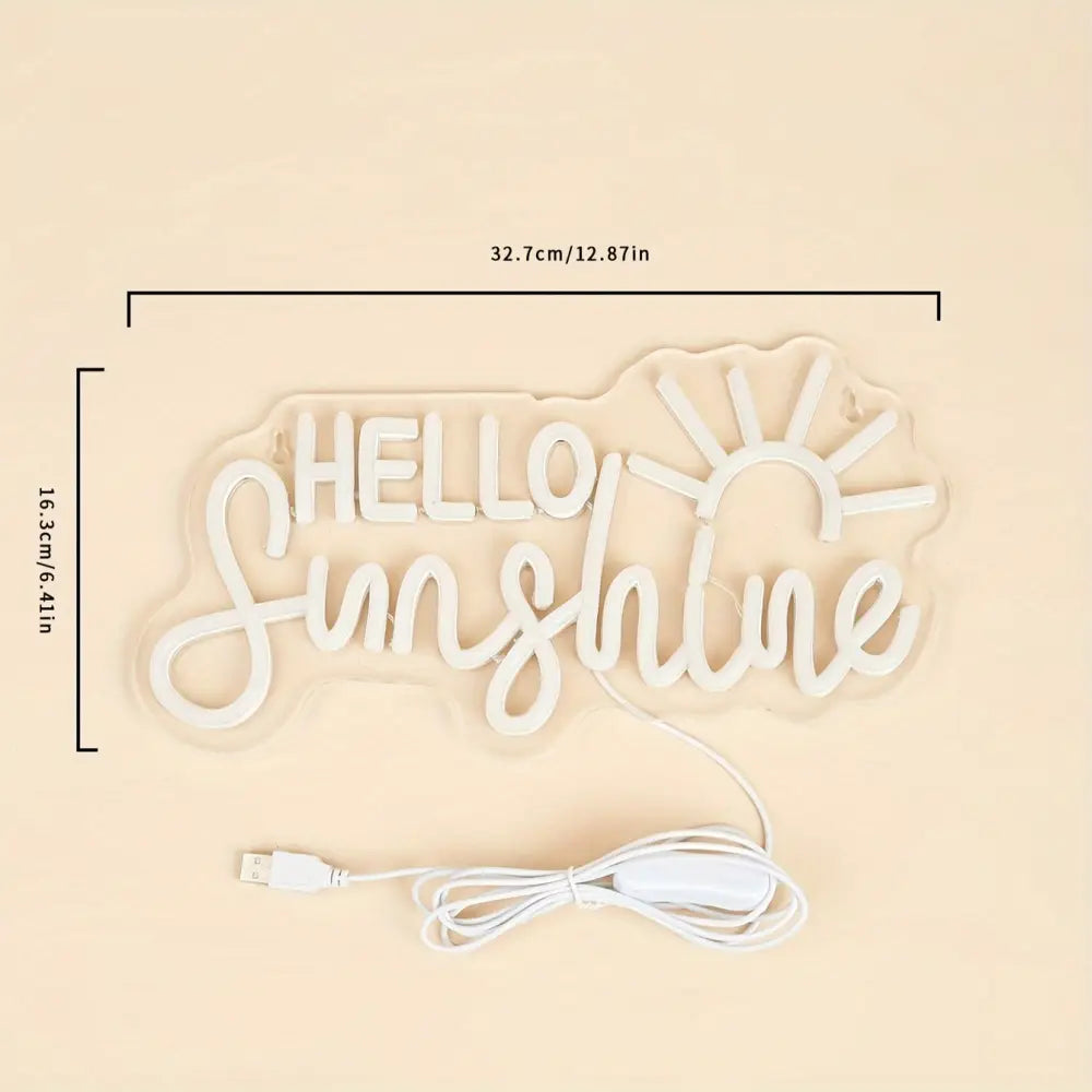 Hello Sunshine LED Neon Sign - Pink & Yellow USB Powered Wall Decor for Bedroom Game Room or Dining Area - Ideal