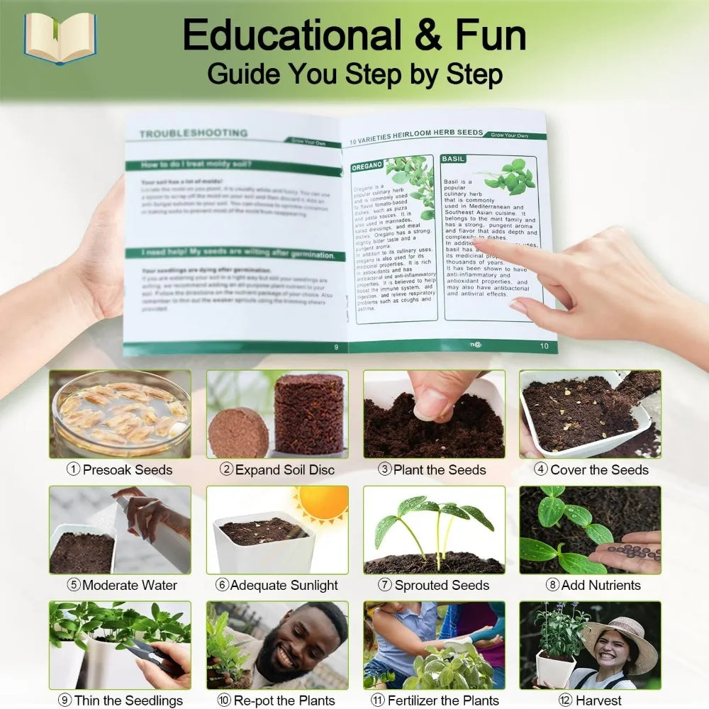 Herb Garden Kit Indoor Herb Garden Starter Kit - 10 Variety Herbs Kitchen Window Herb Garden Planter Indoor\Outdoor