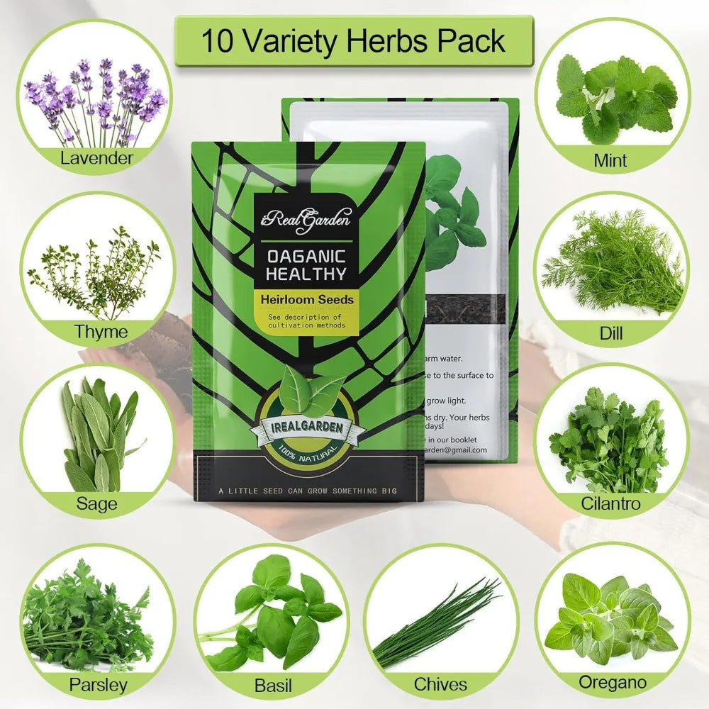 Herb Garden Kit Indoor Herb Garden Starter Kit - 10 Variety Herbs Kitchen Window Herb Garden Planter Indoor\Outdoor