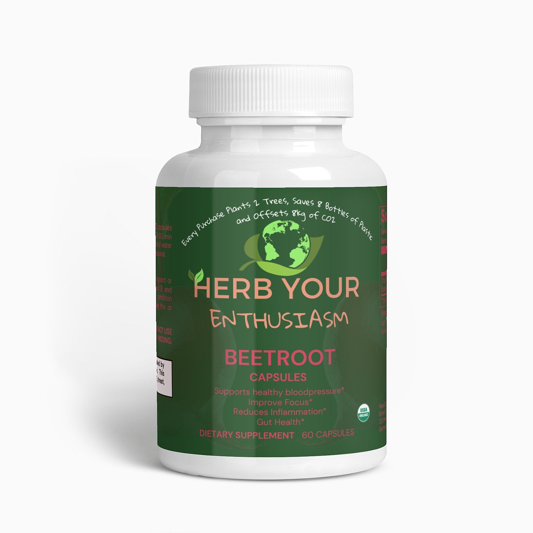 Herb Your Enthusiasm Organic 100% Natural Beetroot Capsules - Natural Extracts