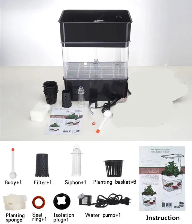 Home Mini Hydroponics Aquaponics Plant Growing System with Fish Tank – Compact Indoor Garden & Aquarium Combo for Herbs