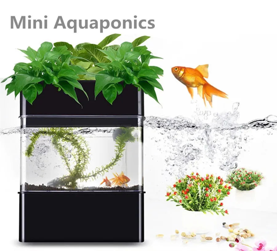 Home Mini Hydroponics Aquaponics Plant Growing System with Fish Tank – Compact Indoor Garden & Aquarium Combo for Herbs