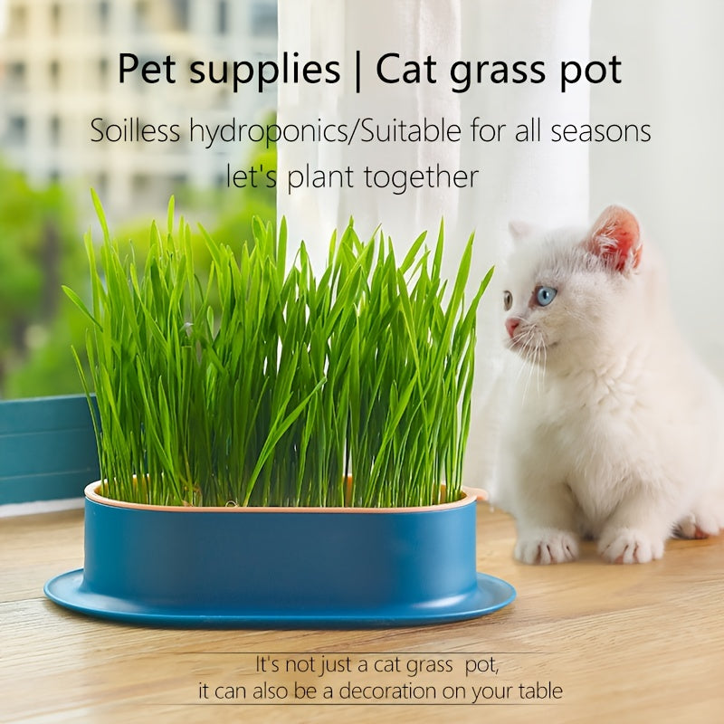 Hydroponic Grass Growing Pot for Improved Digestion and Health - Includes Greenhouse Grow Box (Seeds Not Included)