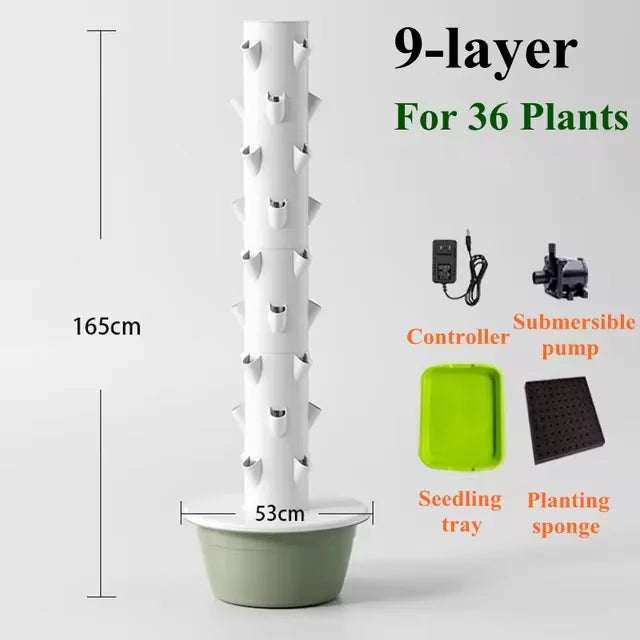 Hydroponic System Vertical Planter – Aeroponic Grow Tower for Plants Vegetables and Herbs | Space-Saving Hydroponics
