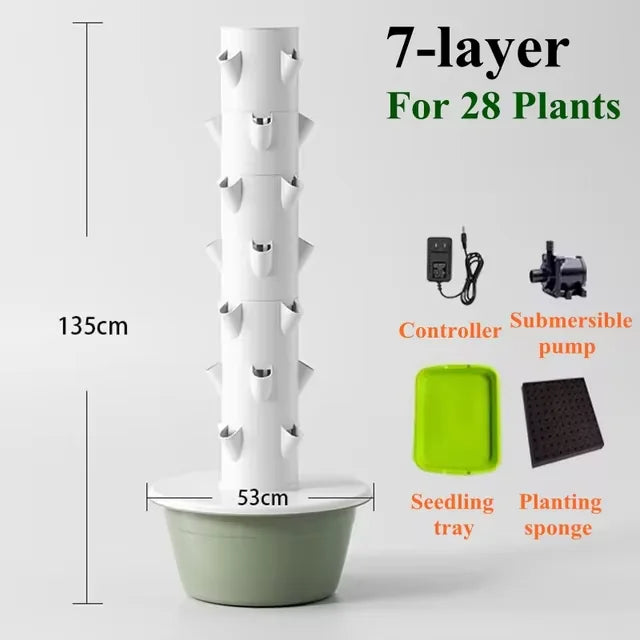 Hydroponic System Vertical Planter – Aeroponic Grow Tower for Plants Vegetables and Herbs | Space-Saving Hydroponics